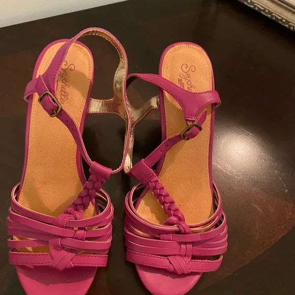 Seychelles leather platform sandals 7 1/2 Like New worn once - Picture 5 of 11